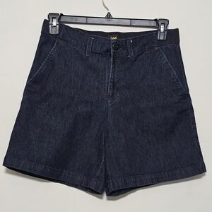 Lee Women's Jeans Size 10 Blue Short Dark Wash Elastic Waistband Pockets 443226